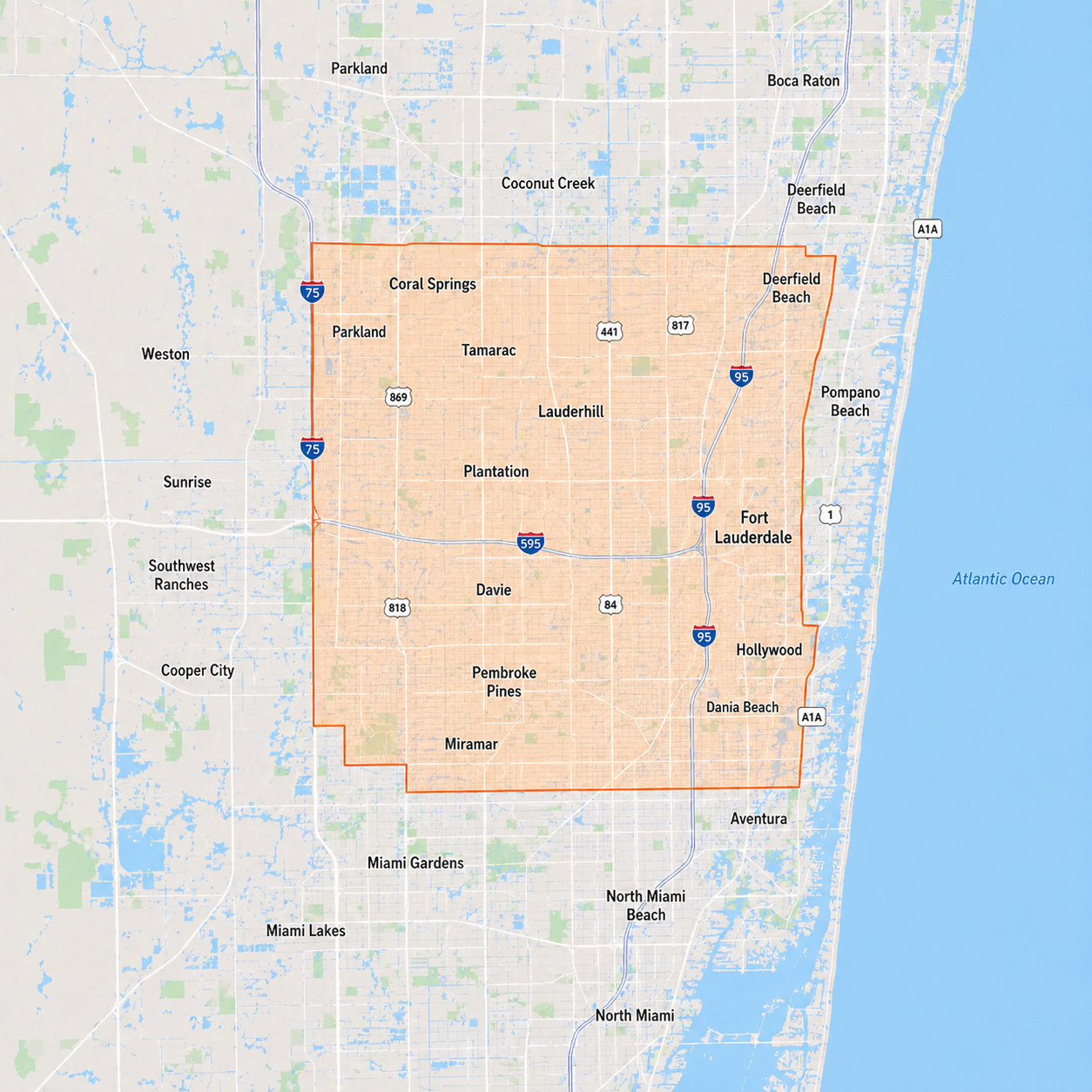 Broward County service area map
