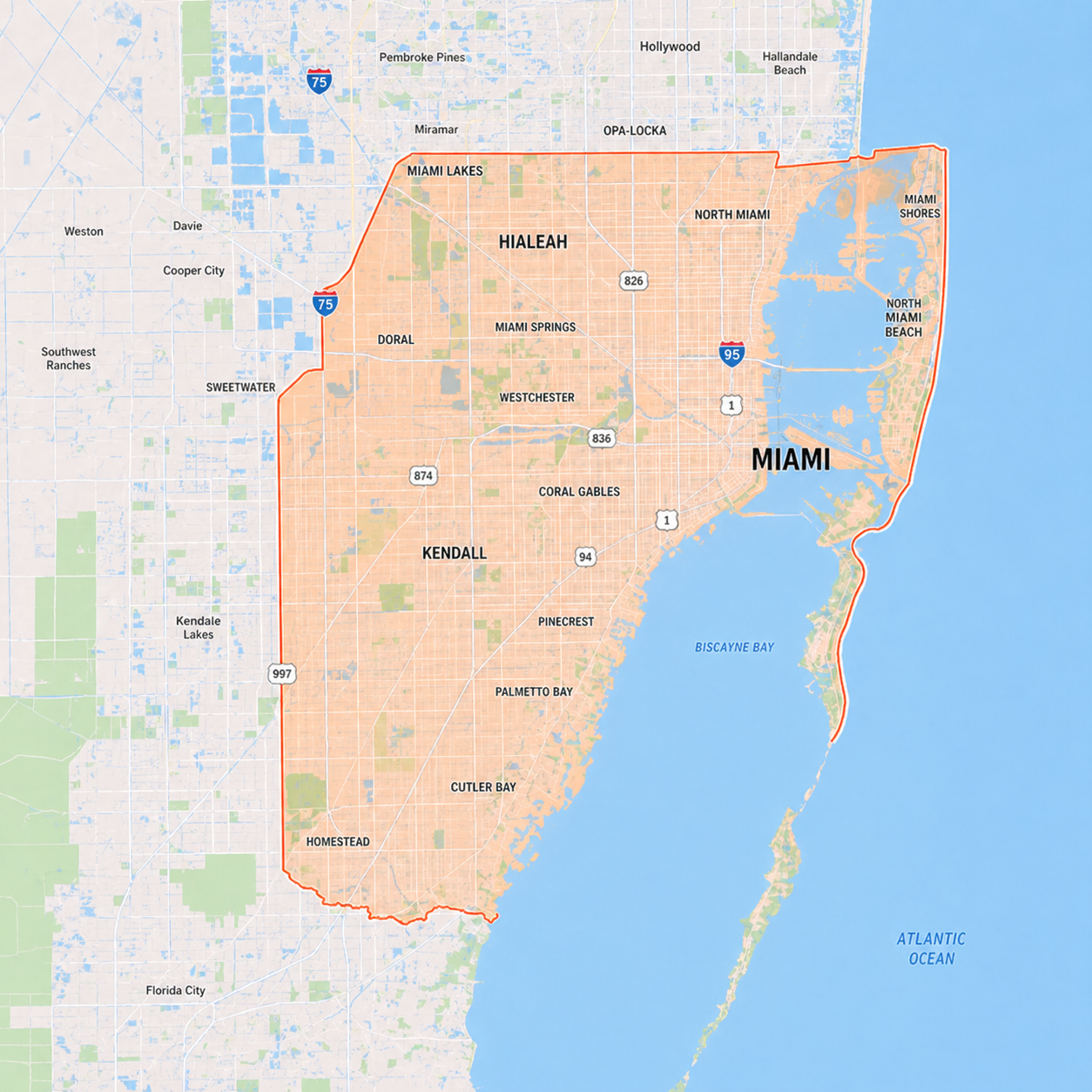 Miami-Dade County service area map